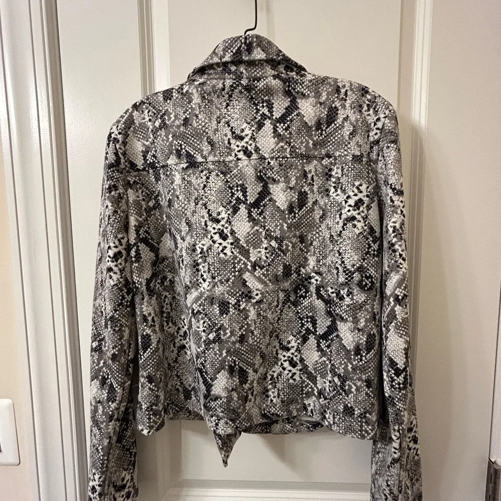 Sanctuary Black and Gray Snakeskin Leather Jacket